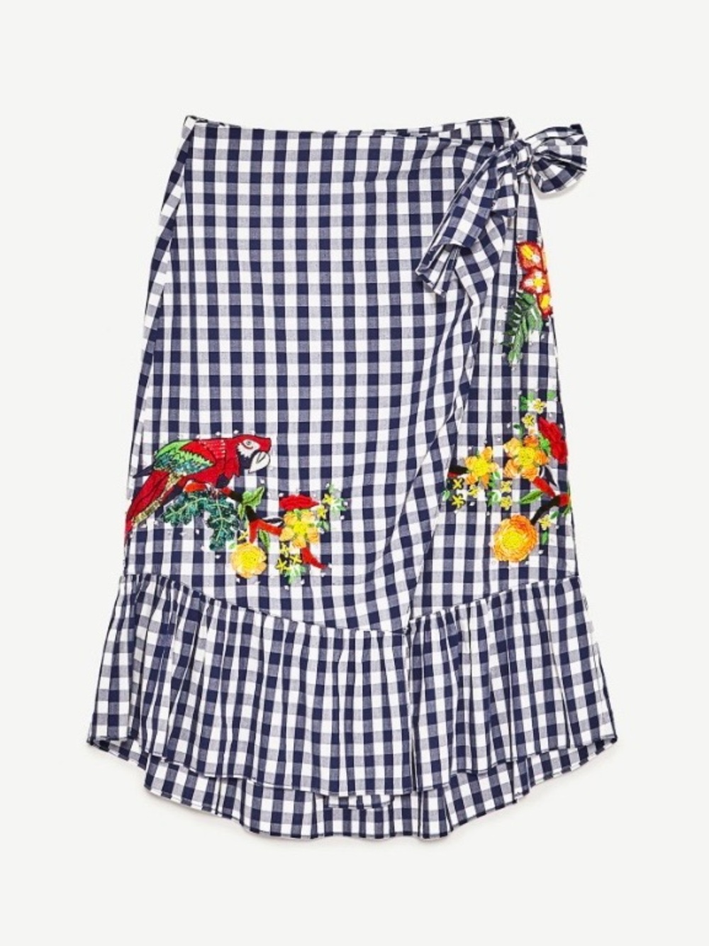 Zara Gingham Wrap Skirt M